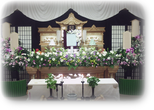 白木祭壇＆花飾り