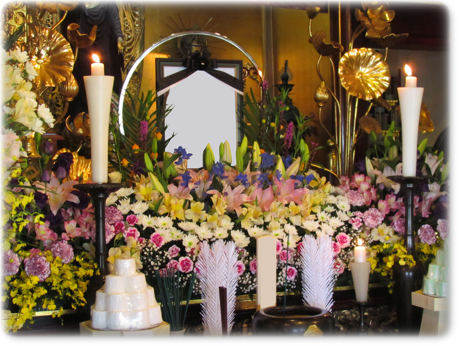 寺院にて 花祭壇